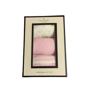 KATE SPADE Bridal Gift Set Crew Socks Size 9-11 Pink Cream Set of 3